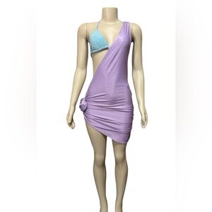 NWT Bahia Maria Size XS Oriana One Shoulder Mini Dress Shimmer Purple